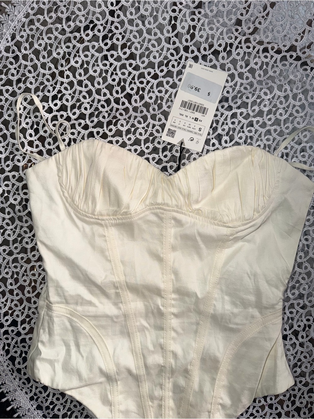 ZARA NWT Cream Corset-Style Kids One Piece Bodysuit